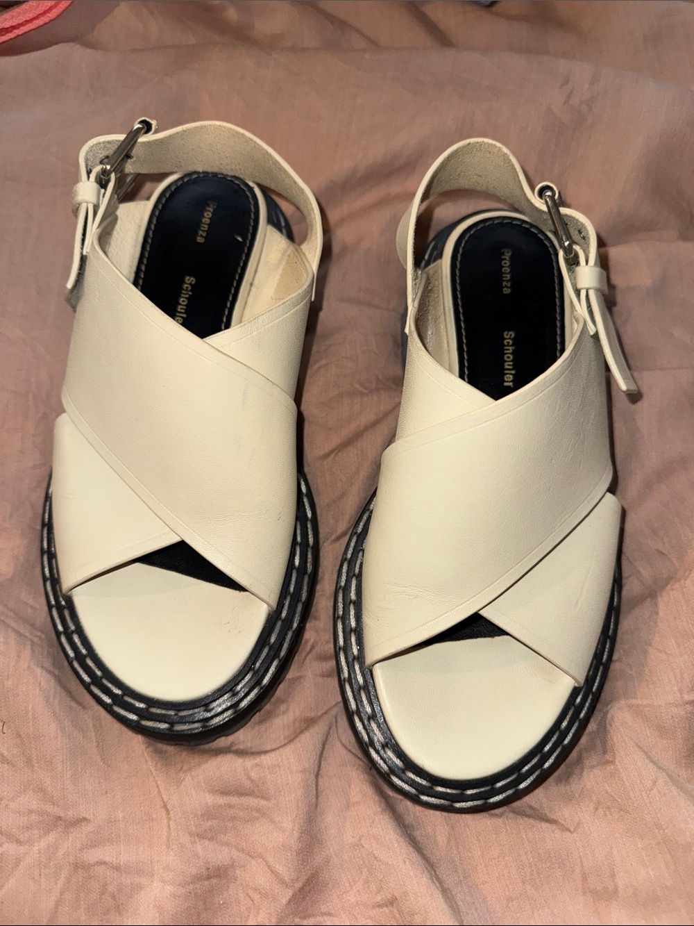 Proenza Schouler Lug sole Leather stitching platform slingback Sandal